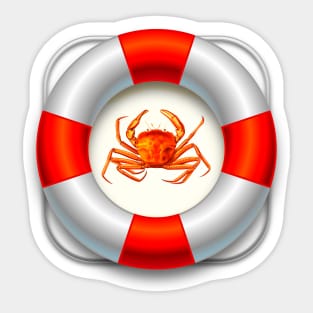 Crab in lifebuoy Sticker